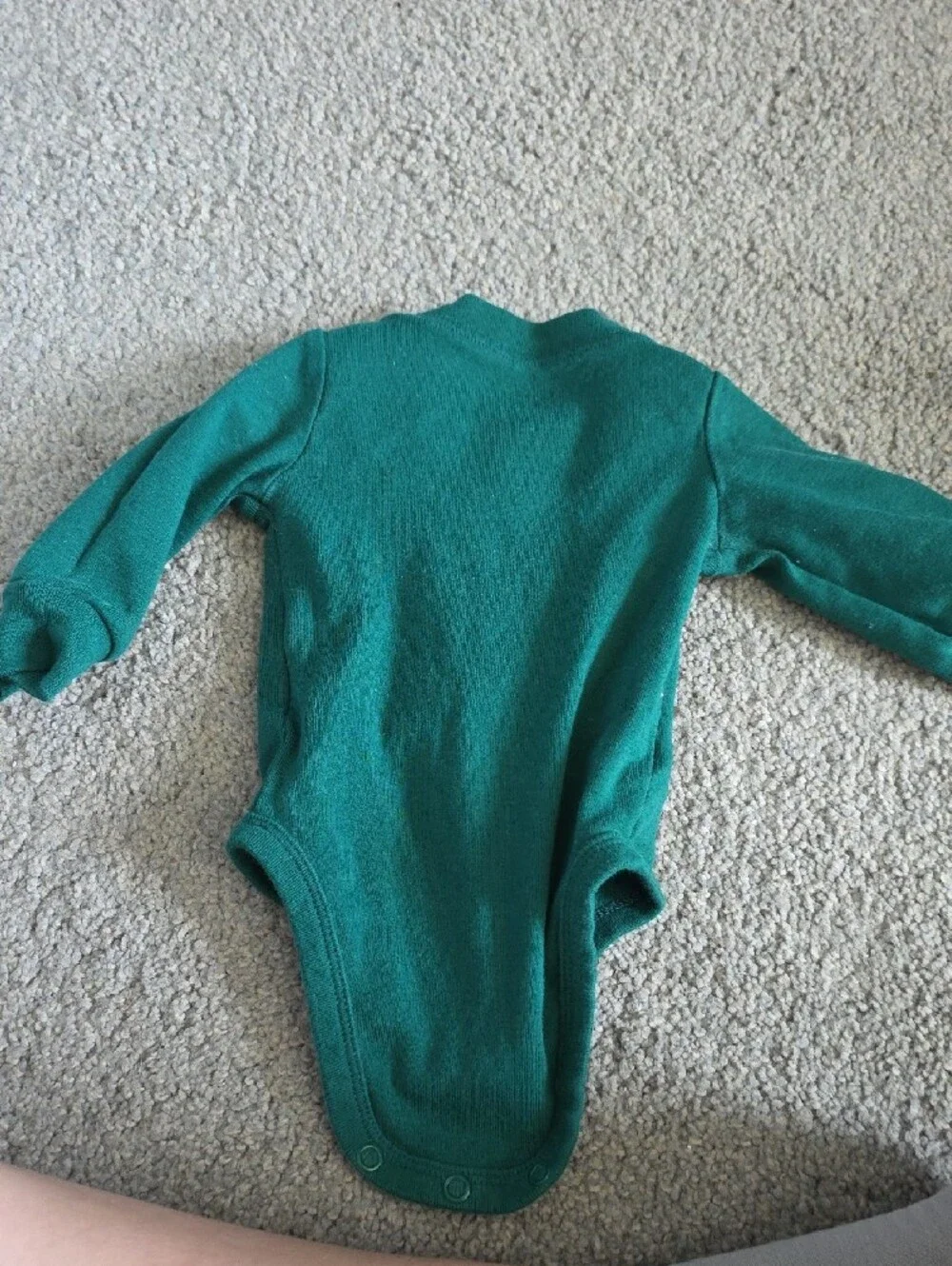 Carter's Forest Green Bear Applique Long-Sleeve One-Piece